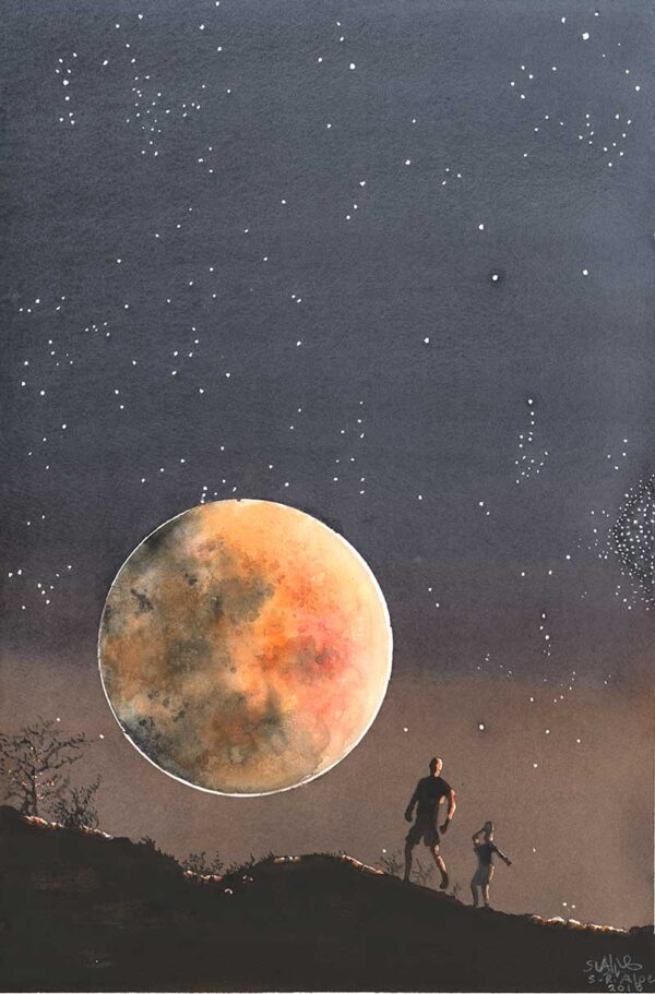 Dire Moon Watercolour Print