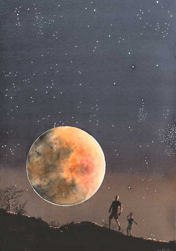 Dire Moon Watercolour Print